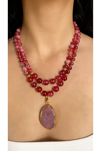 Takkı by Handan Pembe akik taşı tasarım kolye.