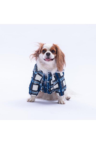 Pawstar Mavi Chicago Checks Ekose Desenli Düğmeli Köpek Ceketi Kalın Peluş Köpek Kıyafeti Kedi Kıyafeti
