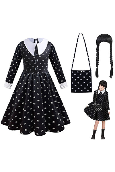 Oxygen Plus Rochie neagră cu buline albe, costum de Halloween pentru copii, a...