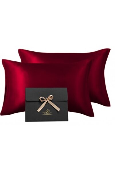 Casa de bumbac Satin pillowcase for skin and hair, Casa de Bumbac, set of 2, burgundy