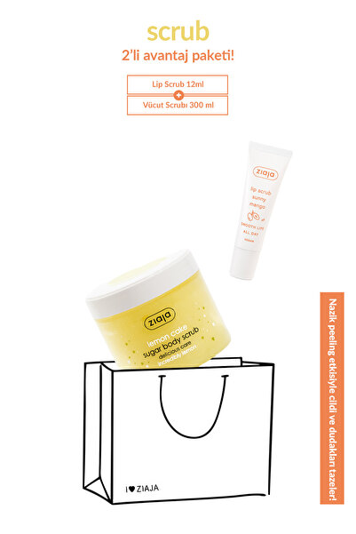 Ziaja Limonlu Kek Vücut Peelingi 300 ml + Mango Özlü Dudak Peelingi 2'li Set