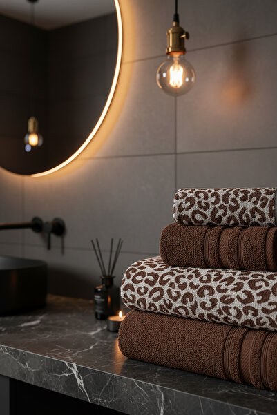 My Catherine 4-предметний набір розкішних рушників для ванної кімнати (2 штуки 70x140 см і 2 штуки 50x90 см) | Набір для ванної кімнати з леопардовим візерунком