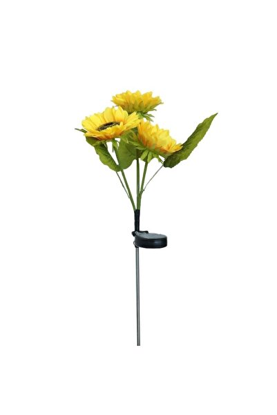 GOLD MARKET Solar Sunflower Lamp with 3 Flowers for Garden, Height 75 cm