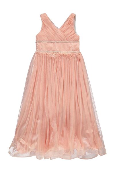 Civil Girls Beli Stone Feathered Evening Dress for Ages 6-14 - Powder for Ages 10-11