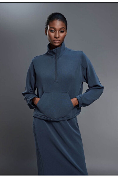 Dracaena cinnabari Women's Zip-Up Half-Neck Sweatshirt - Heavy Cotton