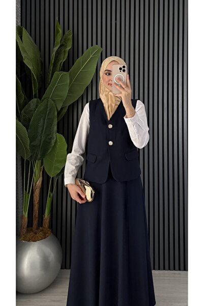 Molly Nelly Women's Elegant Vest Flared Skirt Hijab Set