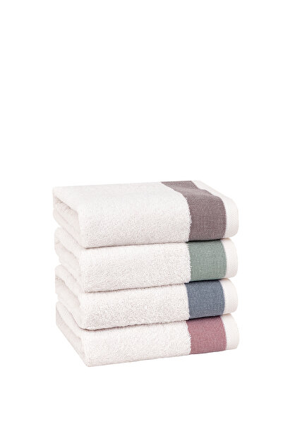 Yataş Kayla 4-Piece Hand / Face Towel Set - Ecru / Colored