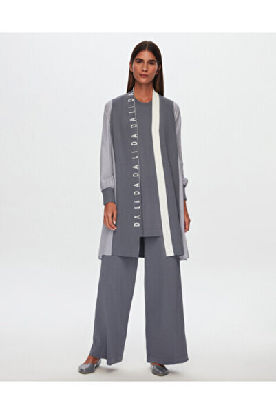 MISS DALIDA T24Y-9033 Dalida Yazılı Poplin-Triko Hırka PURPLE