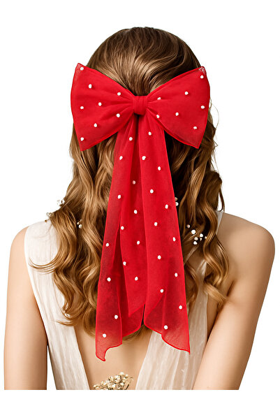 MadyaButik Štipaljka za kosu sa zubljastim ivicama i perlama f Sa mašnom Štip...