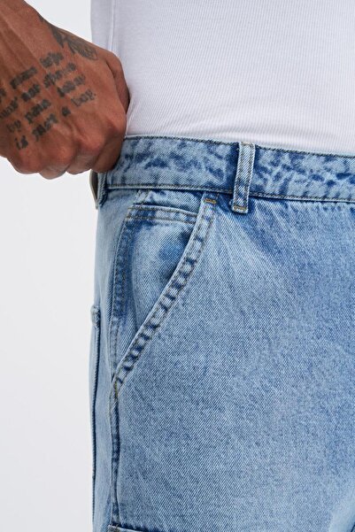 Machinist Men's Oversized Wash Effect Ice Blue Jeans