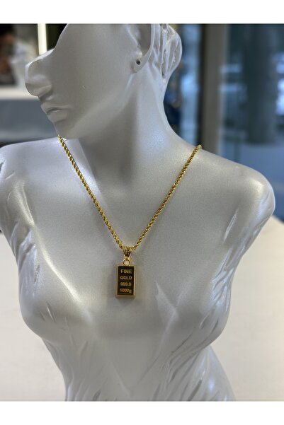 tekinkuyumculuk 3.00 gr (Gram) külçe kolye ucu Singapur zincir kombini14 Ayar...
