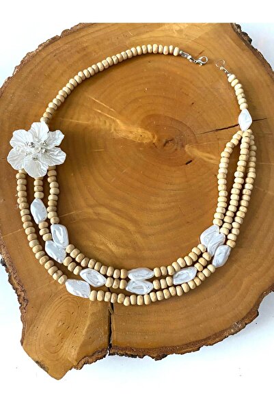 canan dizayn Bohem Authentic Special Wooden Beads - Trapezoidal Poly. Pearl T...