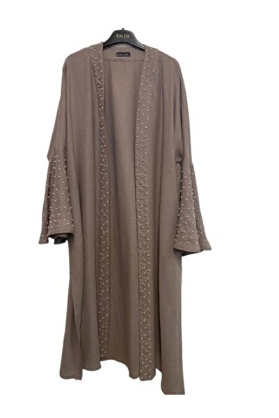 MISS DALIDA T24Y-8004 İnci Detaylı Keten Kaftan MİNK