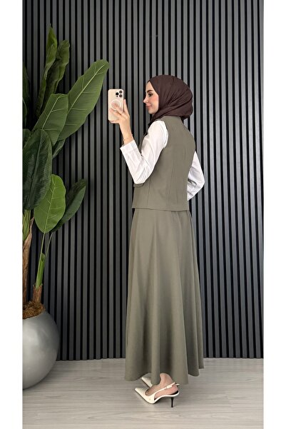 Molly Nelly Women's Elegant Vest Flared Skirt Hijab Set