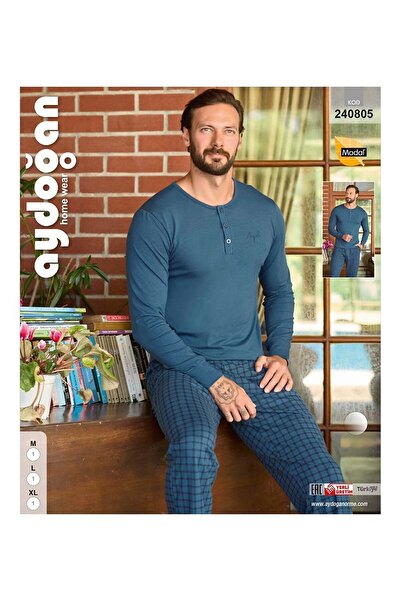 Aydoğan Men's Long Sleeve Modal Pajama Set – Soft, Comfortable, and Stylish Design