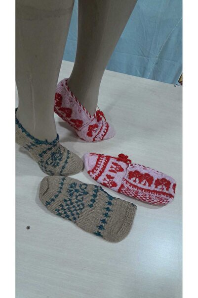 Papatyam 2 Pieces Hand Knitted and Ready-Made Five-Sock Booties / Handmade Booties / Dowry Booties / Knitted / Home Booties / Handmade Socks