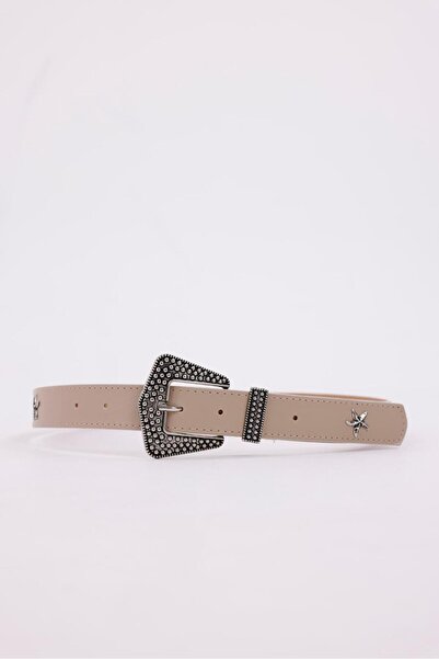 Desre Moda Embossed Buckle Star Figured Women's Belt Trouser Belt Jeans Belt Coat Belt Shirt Belt