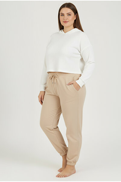Bravie Φούτερ Jogger Plus Size Μπεζ 2017