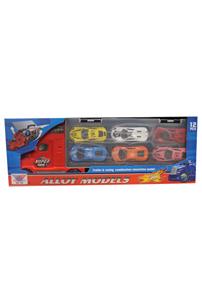 TSUMAB Alloy Models Car Set – 12-Piece Trailer & Racing Car Toy Collection