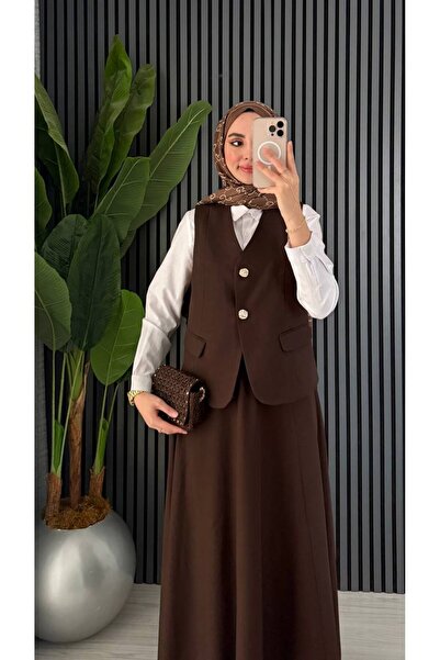 Molly Nelly Women's Elegant Vest Flared Skirt Hijab Set