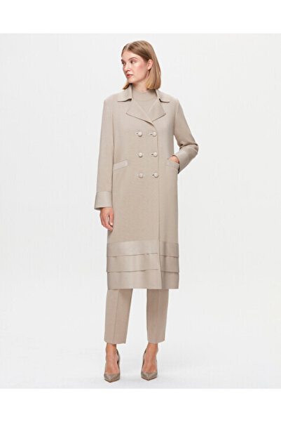 MISS DALIDA T25K-9014 Etek Ucu Deri Taş Rengi Hırka