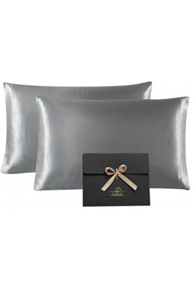 Casa de bumbac Satin pillowcase for skin and hair, Casa de Bumbac, set of 2, gray