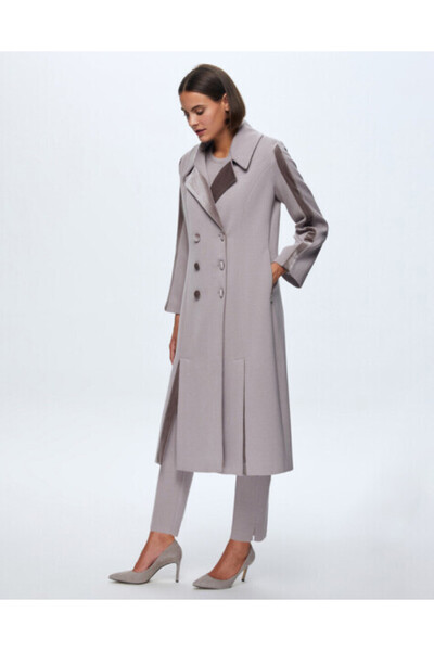 MISS DALIDA T24K-8005 Kadife Detaylı Triko Manto TERRA-MİLKY