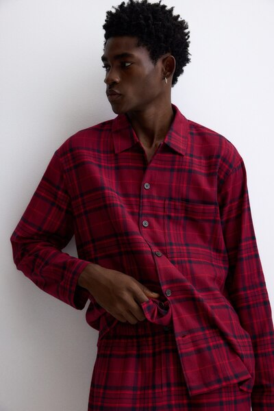 H&M Gömlek ve Altlı Flanel Pijama Takımı