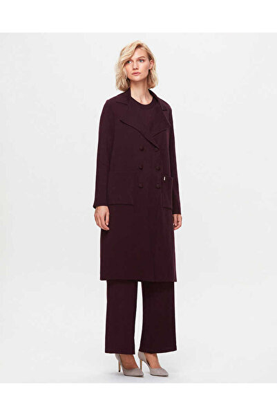 MISS DALIDA T25K-9024 Krvaze Kesim Triko Hırka OUBERGINE