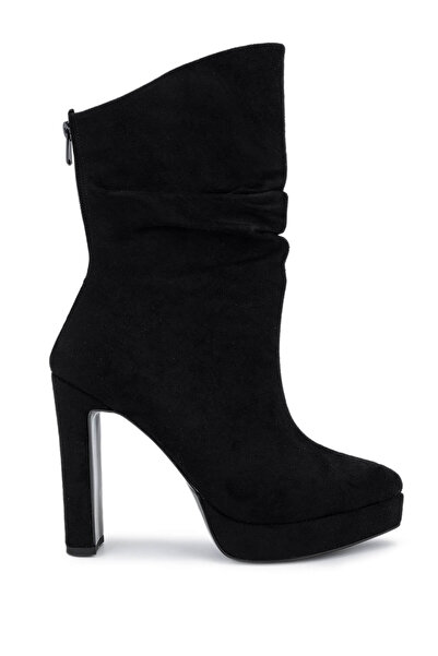 Tamer Tanca Women's Faux Leather Black Suede Heeled Boots