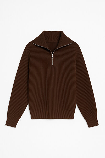 no7man Dreson coffee collar zipper sweater