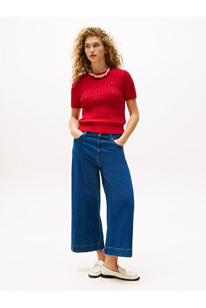 Tommy Hilfiger Kadın CO CABLE MID GG S/S C-NK SWT WW0WW45656-THXLD