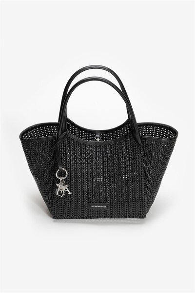 Emporio Armani Kadın Metalik Logo Aksesuarlı Örgü Desenli Çıkarılabilir İç Bö...
