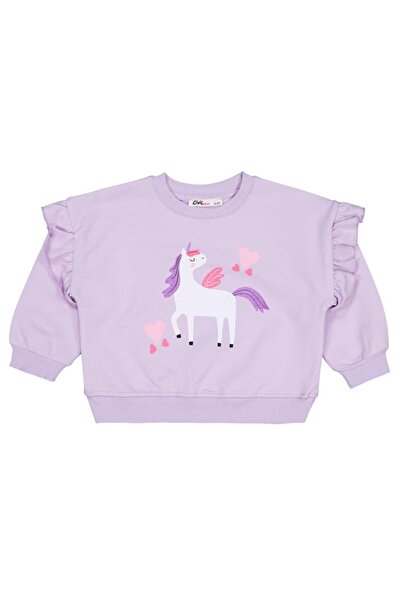 Civil Girls Kalpli Unicorn Baskılı 2-5 Yaş Sweatshirt - Lila 3-4 Yaş