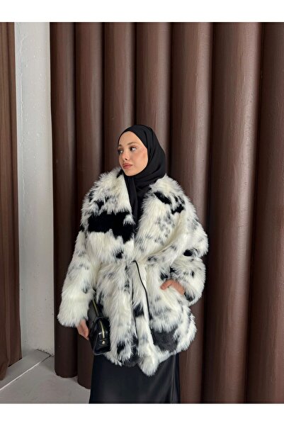 ParlaMira Дамско палто с колан от изкуствена кожа