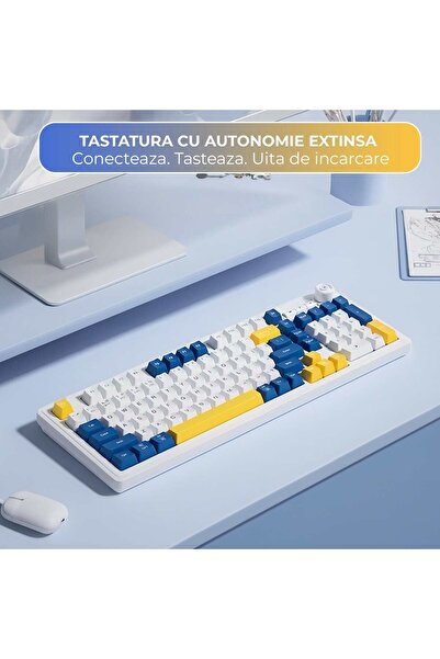 Timebox Wired Keyboard, RGB, 1.5m Cable, Slim, ABS, Gaming/Office, Universal, Blue/Yellow