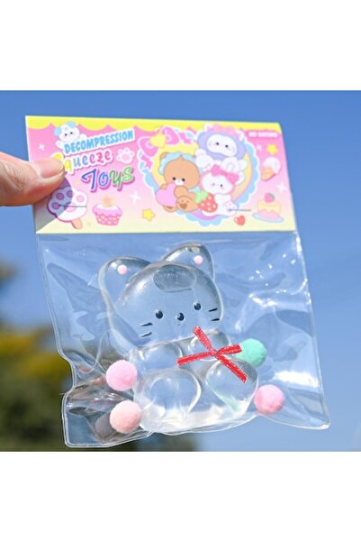 LEIBOO Jucărie antistres pufoasă cu revenire lentă - Model pisică (transparentă)