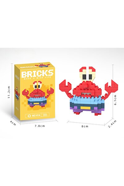 HEY GİDİ GİFT Bricks Bay Yengeç Mini Bricks 3D Puzzle / Bay Yengeç Sevimli Figür / Eğlenceli Setler / Hobi+