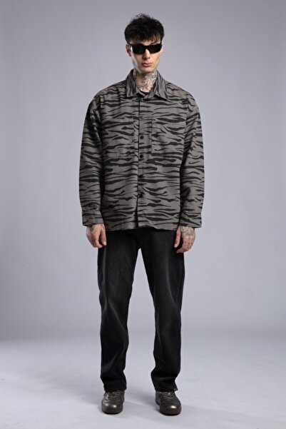 catchjeansro Catch Studios Oversized Jacket Shirt – Tiger Print Streetwear