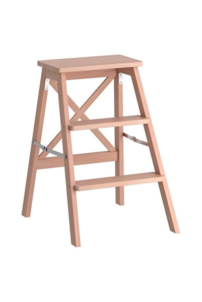 OEM Scaun pliabil din lemn masiv, cu 3 trepte, înălțime 63 cm, stejar