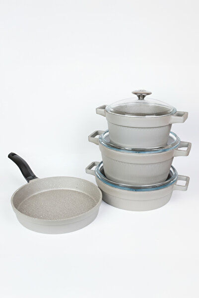 Masterchef DÖKÜM 7 PARÇA SET ÇİZGİLİ TENCERE