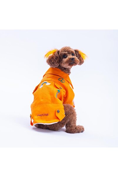 Pawstar Turuncu Cancun - Cancún Ceket Gabardin Çıtçıtlı Kedi Köpek Ceketi Ked...