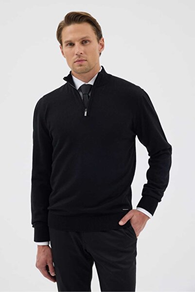 Paşahan Half Fisherman Zippered Wool Knit Sweater