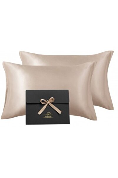 Casa de bumbac Satin pillowcase for face and hair, Casa de Bumbac, set of 2, beige