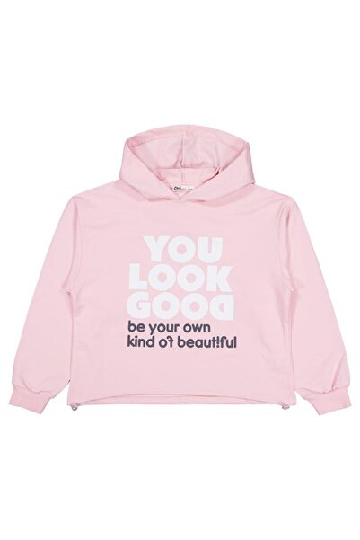 Civil Girls You Look Good Baskılı 10-13 Yaş Sweatshirt - Pudra 11-12 Yaş