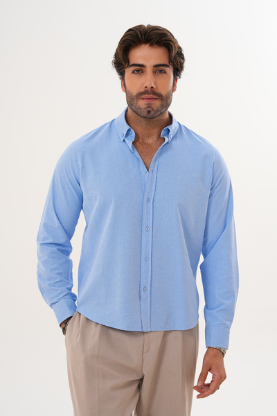 Catto Peak Сорочка Бавовняна тканина Оксфорд Прати Регулярна Сезонна Чоловіча сорочка