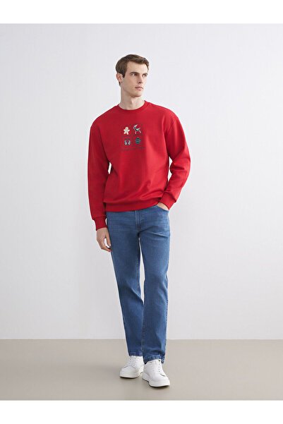 LC Waikiki Ανδρικό φούτερ με λαιμόκοψη με θέμα τα Χριστούγεννα