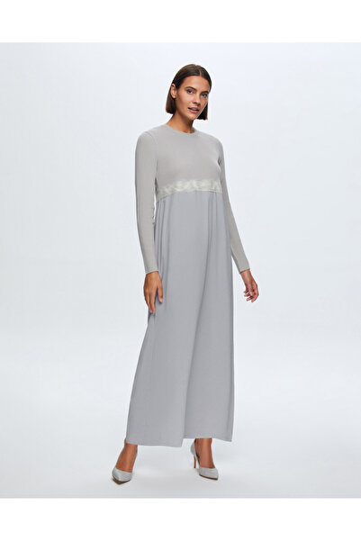 MISS DALIDA T24K-4002 Keçe Detaylı Triko Elbise VİLLA-GREY