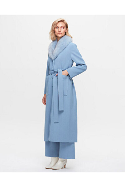 MISS DALIDA T25K-8000 İki Cepli Beli Kuşaklı Manto PB13E-BLUE