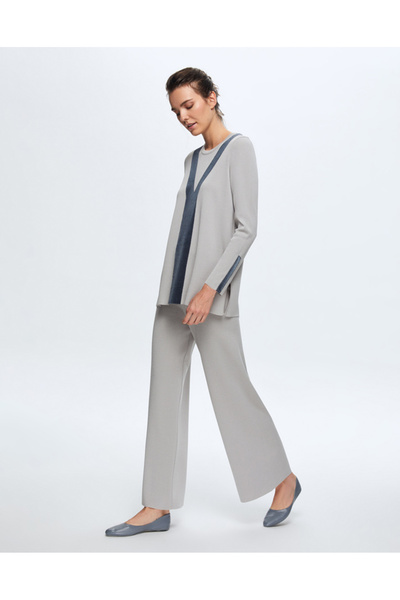 MISS DALIDA Velvet Detailed Crew Neck Knitwear Tunik